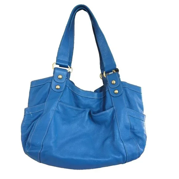 Nice Barr+Barr Women's Bag Blue Leather Purse Inside Card Pocket Hobo-lp - Picture 1 of 16